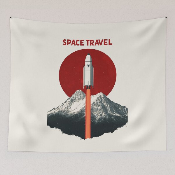 Item preview, Vintage Rocket Launch Space Travel Poster designed and sold by Retro Travel Design.
