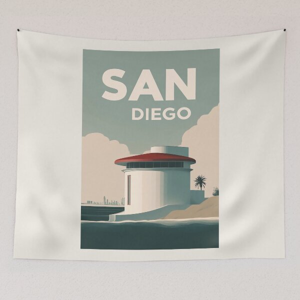 Item preview, San Diego Coastal Modernism - Vintage Style Illustration designed and sold by Retro Travel Design.