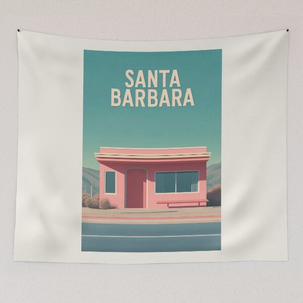 Item preview, Santa Barbara Minimalist Retro Architecture Art designed and sold by Retro Travel Design.