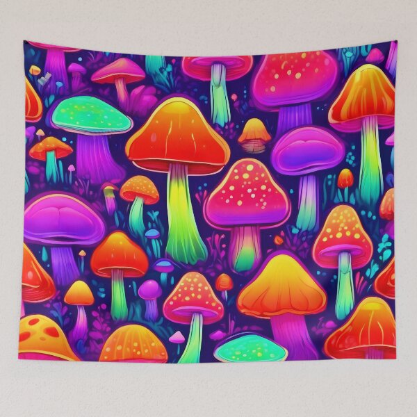 Item preview, Neon Glow Mushroom Forest designed and sold by Health And Fitness Posts e-Store.