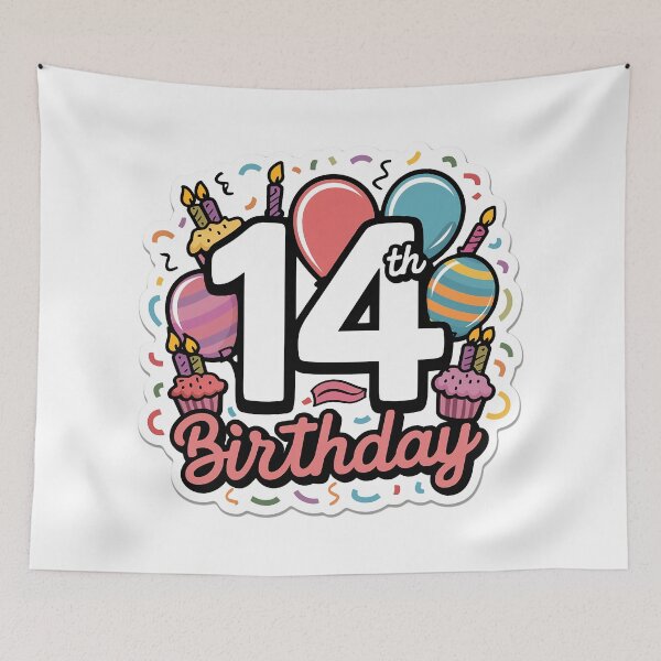 Item preview, Happy 14th Birthday designed and sold by RedCircleArt.