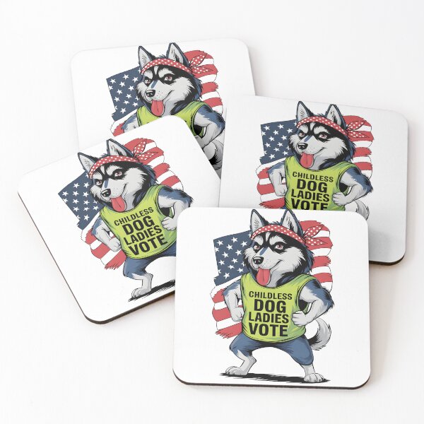 Item preview, Funny Dog Lover Childless Dog Ladies Vote Husky Cartoon designed and sold by DrawHandArt.