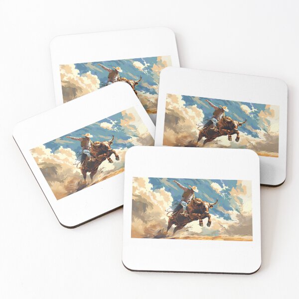 Item preview, Artistic Style Painting of Bull Riding Art Board Art Prints Wall Art Decor designed and sold by Kevin Lou.