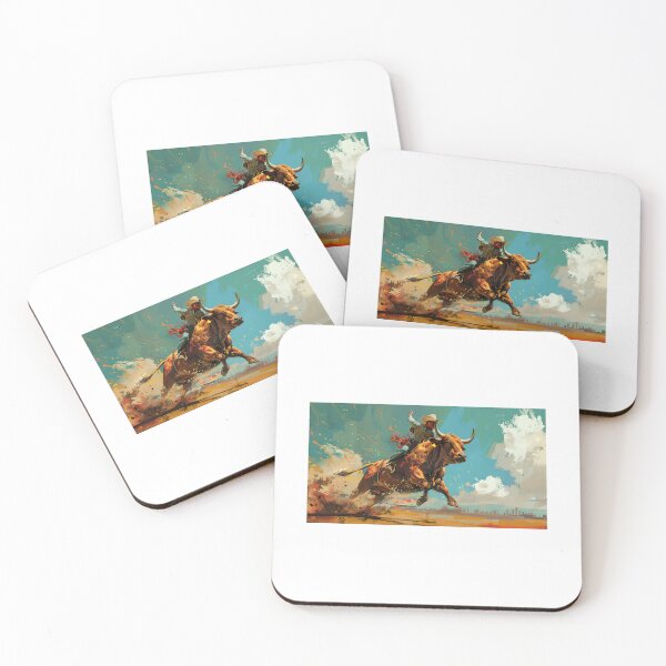 Item preview, Artistic Style Painting of Bull Riding Art Board Art Prints Wall Art Decor designed and sold by Kevin Lou.