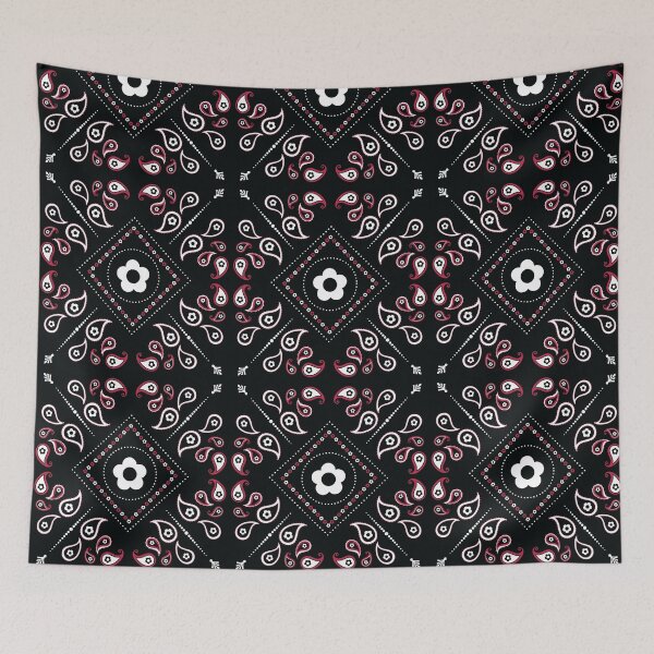 Item preview,  Vintage Black Simple Flower Bandana Style Pattern designed and sold by ClaudiaFlores.