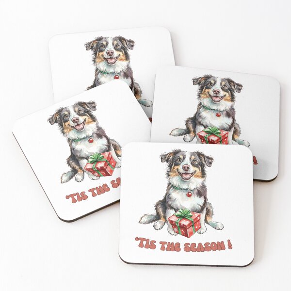 Item preview, Australian Shepherd holding Christmas present designed and sold by M1234s.