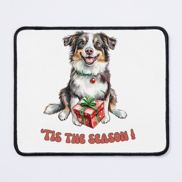Item preview, Australian Shepherd holding Christmas present designed and sold by M1234s.