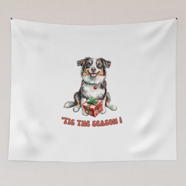 Item preview, Australian Shepherd holding Christmas present designed and sold by M1234s.