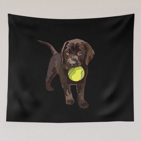 Item preview, A Brown Labrador Puppy With A Tennis Ball designed and sold by Just-Arts-4U.