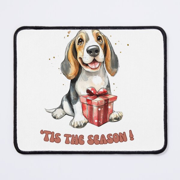 Item preview, Basset Hound dog holding Christmas present designed and sold by M1234s.