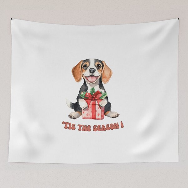 Item preview, Beagle dog holding Christmas present designed and sold by M1234s.
