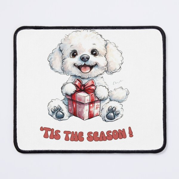 Item preview, Bichon Frise dog holding Christmas present designed and sold by M1234s.