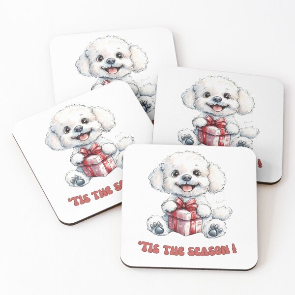 Item preview, Bichon Frise dog holding Christmas present designed and sold by M1234s.