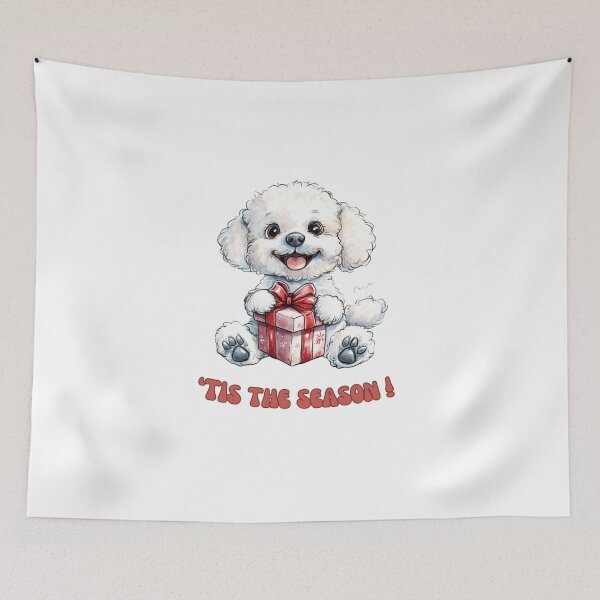 Item preview, Bichon Frise dog holding Christmas present designed and sold by M1234s.