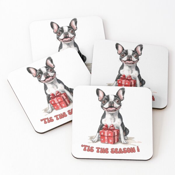 Item preview, Boston Terrier dog holding Christmas present designed and sold by M1234s.