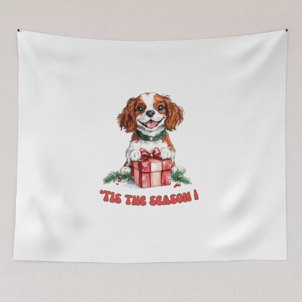 Item preview, Cavalier King Charles dog holding Christmas present designed and sold by M1234s.