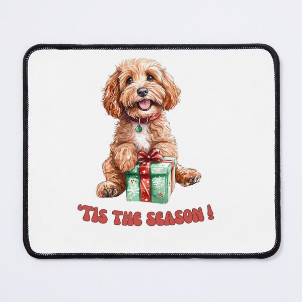 Item preview, Cavapoo dog holding Christmas present designed and sold by M1234s.