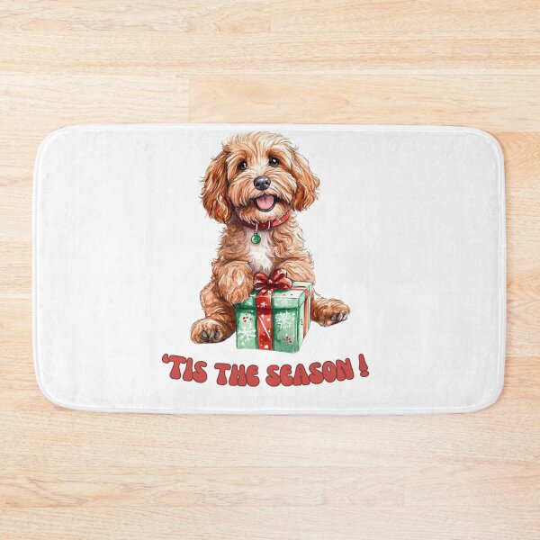 Item preview, Cavapoo dog holding Christmas present designed and sold by M1234s.