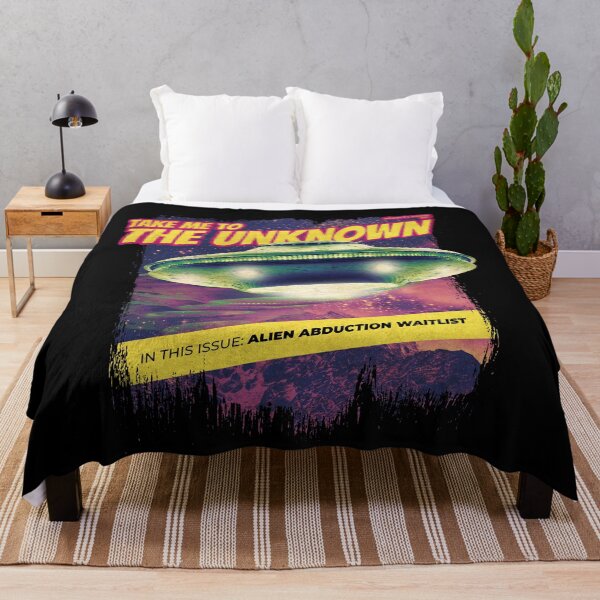 Item preview, Retro 1990s Sci-Fi Magazine Cover with Vintage UFO and Alien Abduction Theme designed and sold by DrawHandArt.