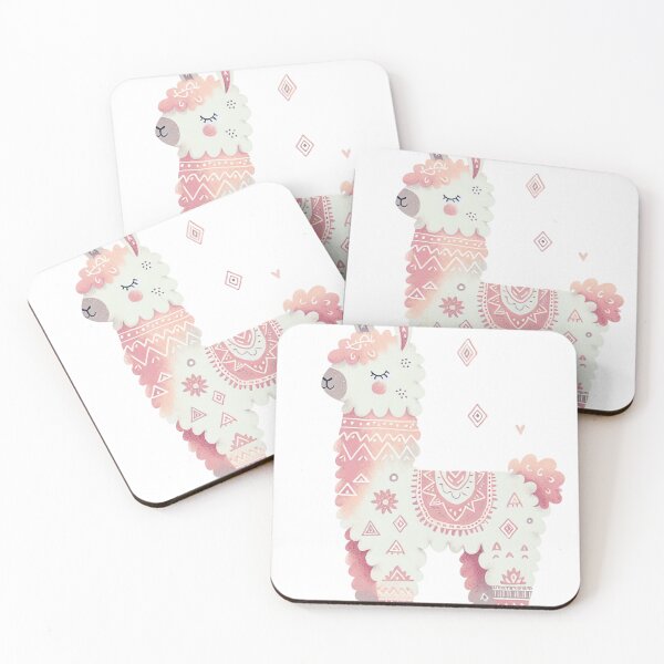 Item preview, Cute Boho Pastel Watercolor Happy Llama  designed and sold by MeroroGraphics.