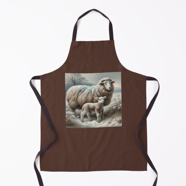 Item preview, An Ewe and Baby Lamb Standing in Snow - Charming Winter Scene designed and sold by mustardseed-410.