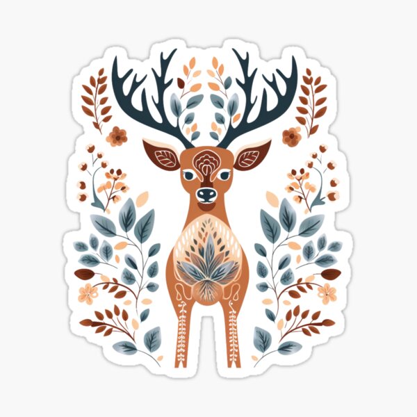 Item preview, Scandinavian Winter Folk Art Animals - Reindeer designed and sold by GiraffeCreative.