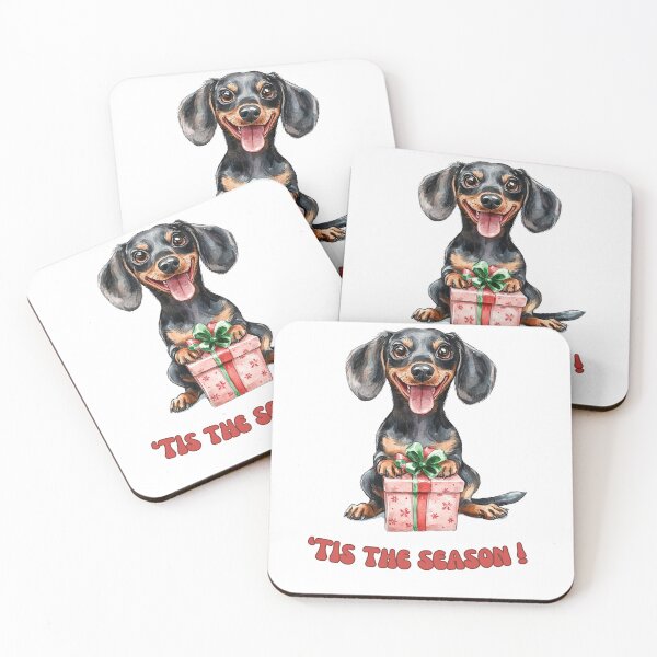 Item preview, Dachshund dog holding Christmas present designed and sold by M1234s.