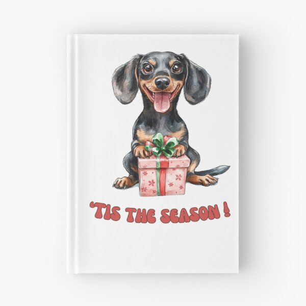Item preview, Dachshund dog holding Christmas present designed and sold by M1234s.