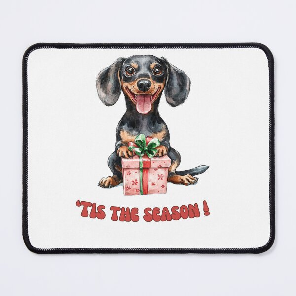 Item preview, Dachshund dog holding Christmas present designed and sold by M1234s.
