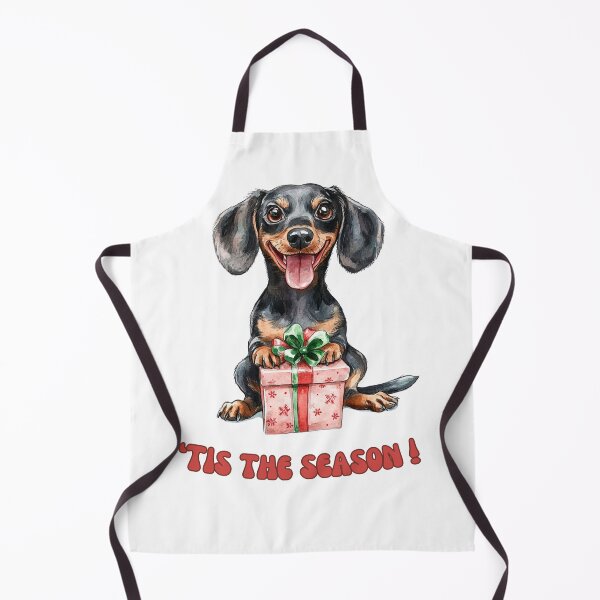 Item preview, Dachshund dog holding Christmas present designed and sold by M1234s.