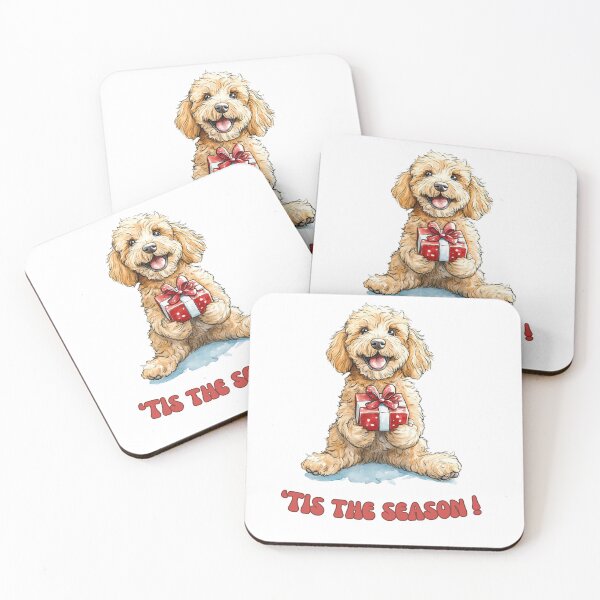 Item preview, Goldendoodle dog holding Christmas present designed and sold by M1234s.