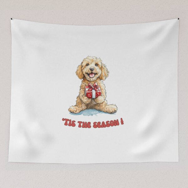 Item preview, Goldendoodle dog holding Christmas present designed and sold by M1234s.