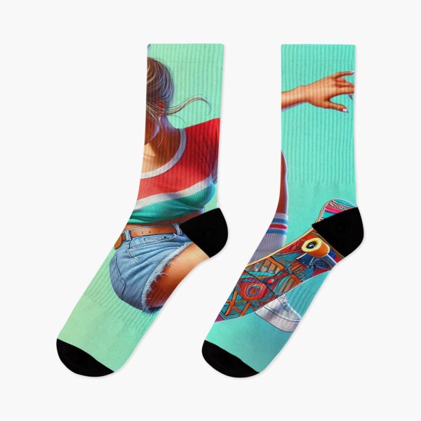 Item preview, Youthful Female Skateboarder in Mid-Jump designed and sold by Genady.