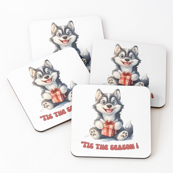 Item preview, Husky dog holding Christmas present designed and sold by M1234s.