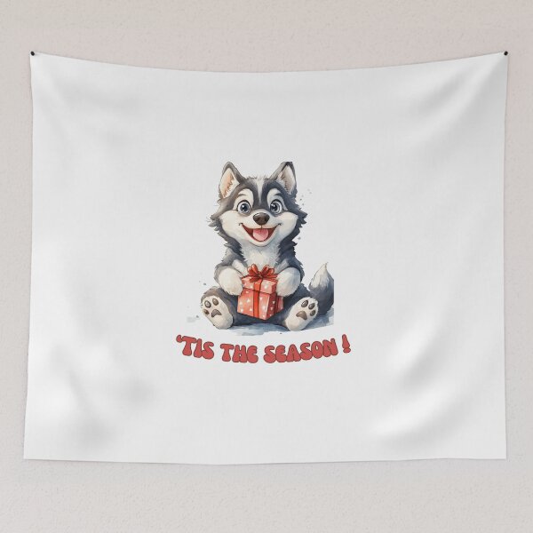 Item preview, Husky dog holding Christmas present designed and sold by M1234s.