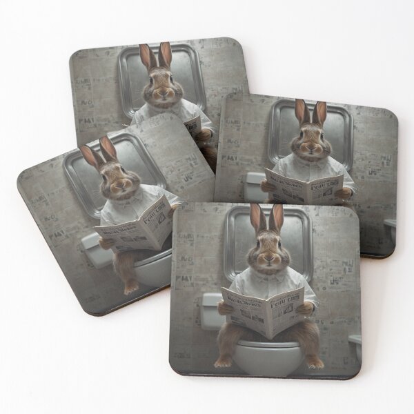 Item preview, Funny Rabbit on Toilet Reading Newspaper designed and sold by vk09.