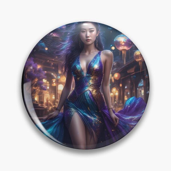 Artikelvorschau, Lila, blau und gold glänzendes Partykleid entworfen und verkauft von Fantasy-Fashion.