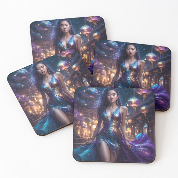 Item preview, Purple, Blue, and Gold Shiny Party Dress designed and sold by Fantasy-Fashion.