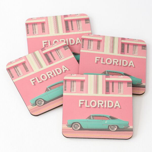 Item preview, Vibrant Florida Art Deco with Classic Car designed and sold by Retro Travel Design.