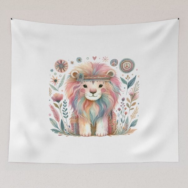 Item preview, Cute Boho Pastel Watercolor Baby Lion designed and sold by MeroroGraphics.
