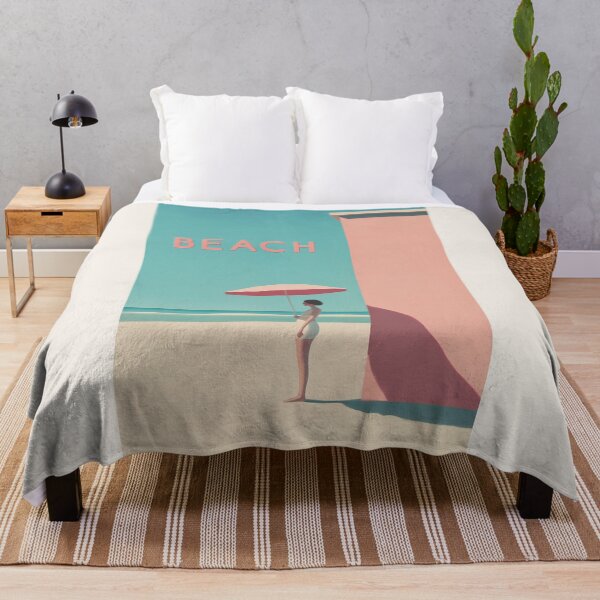 Item preview, Minimalist Beach Scene with Umbrella designed and sold by Retro Travel Design.