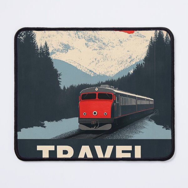 Item preview, Retro Train Travel Poster with Mountain Landscape designed and sold by Retro Travel Design.