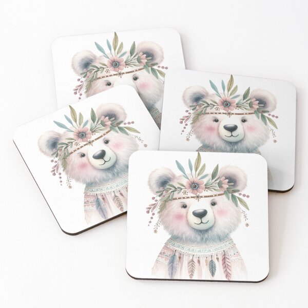 Item preview, Cute Boho Pastel Watercolor Baby Bear designed and sold by MeroroGraphics.
