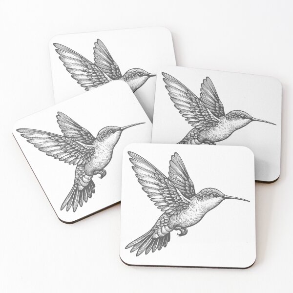 Item preview, Hummingbird in flight engraving sketch black and white designed and sold by PIXEL POP DESIGNS - Beyond the Norm!.