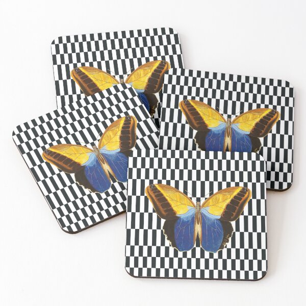 Item preview, Migration - Golden butterfly with checkered background  designed and sold by ECBrothers.