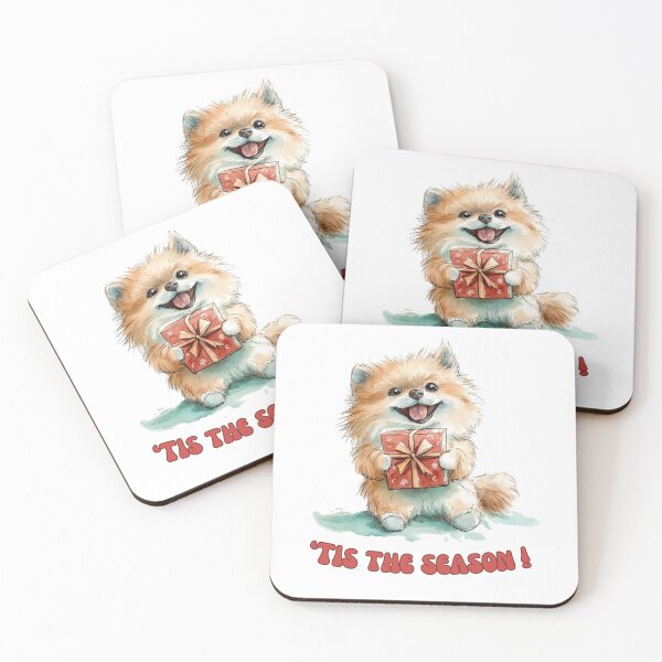 Item preview, Pomeranian dog holding Christmas present designed and sold by M1234s.