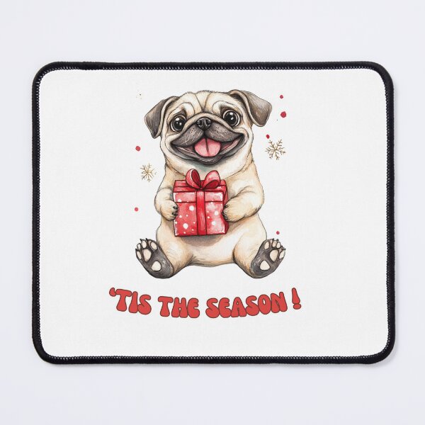 Item preview, Pug dog holding Christmas present designed and sold by M1234s.