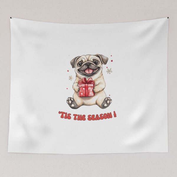 Item preview, Pug dog holding Christmas present designed and sold by M1234s.