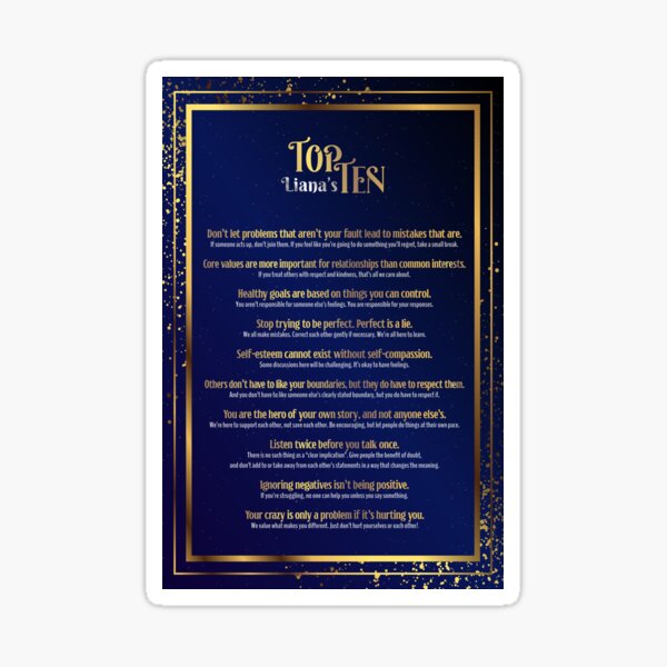 Liana's Top Ten Phrases Blue and Gold Sticker