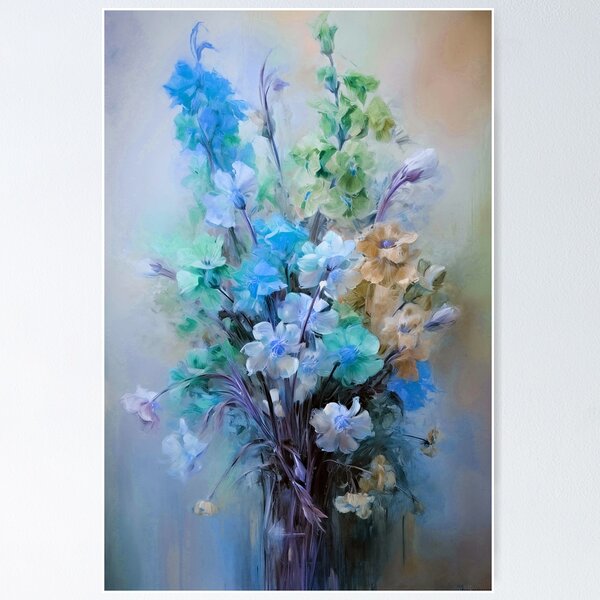 Item preview, blue flowers designed and sold by leylakidesign.